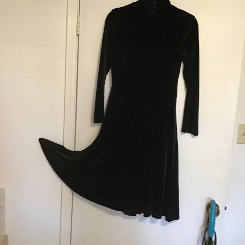 Elegant Black Long Sleeve Mock Neck Dress